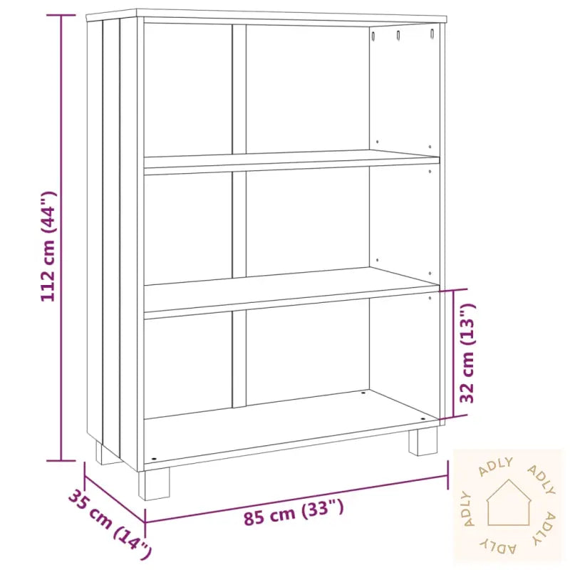 Bokhylle Hamar Lysegrå 85X35X112 Cm Heltre Furu