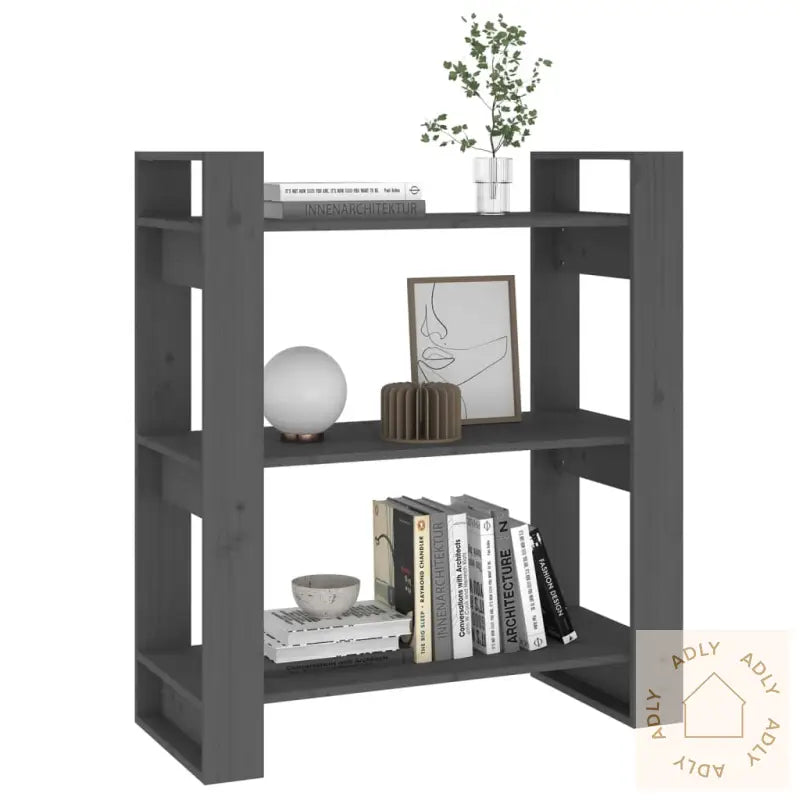 Bokhylle/Romdeler Grå 80X35X91 Cm Heltre Furu