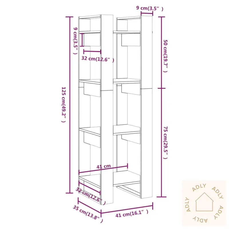 Bokhylle/Romdeler Svart 41X35X125 Cm Heltre Furu
