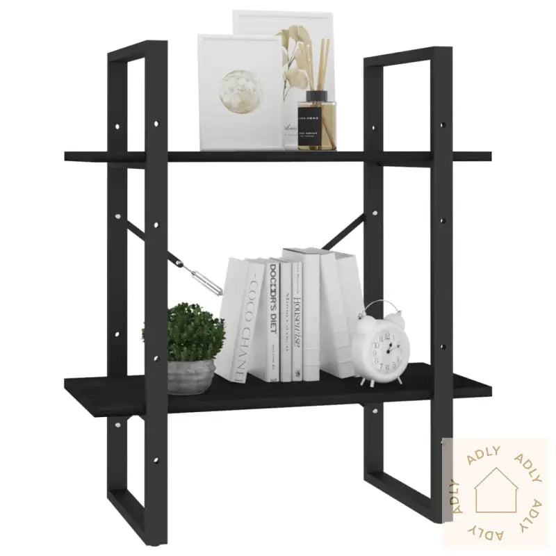 Bokhylle 2 Nivåer Svart 60X30X70 Cm Heltre Furu
