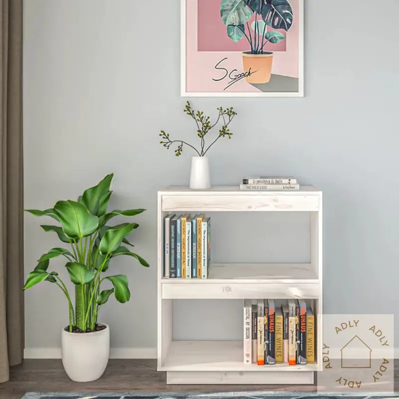 Bokhylle Hvit 60X35X71 Cm Heltre Furu