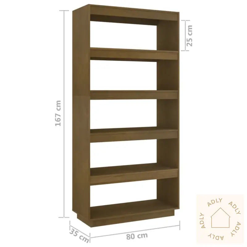 Bokhylle/Romdeler Honningbrun 80X35X167 Cm Heltre Furu