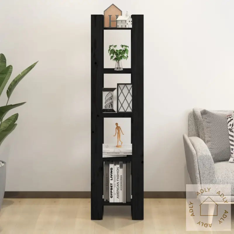Bokhylle/Romdeler Svart 41X35X160 Cm Heltre Furu