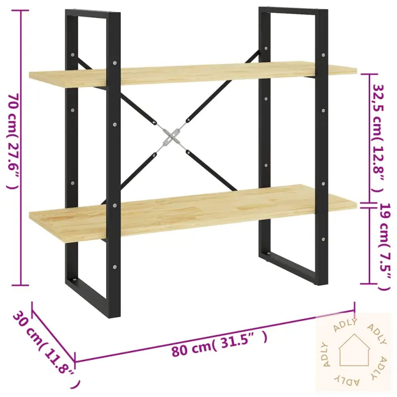 Bokhylle 2 Nivåer 80X30X70 Cm Heltre Furu