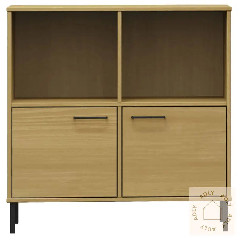 Bokhylle Med Metallben Brun 90X35X90,5 Cm Heltre Oslo