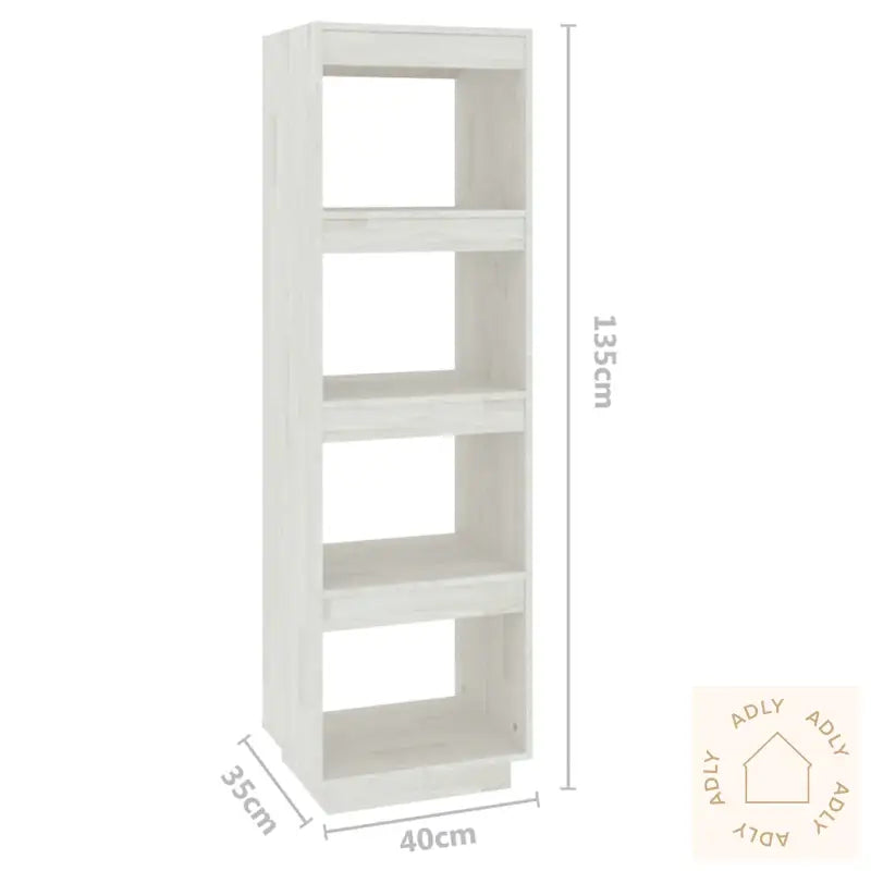 Bokhylle/Romdeler Hvit 40X35X135 Cm Heltre Furu