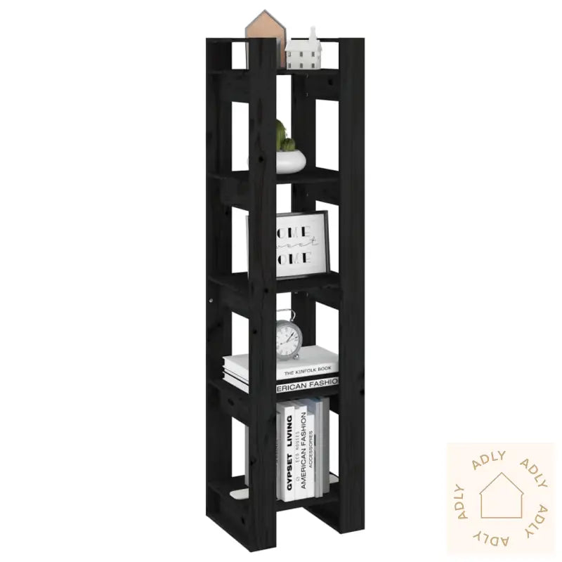 Bokhylle/Romdeler Svart 41X35X160 Cm Heltre Furu