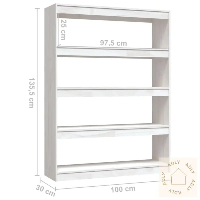Bokhylle/Romdeler Hvit 100X30X135,5 Cm Heltre Furu