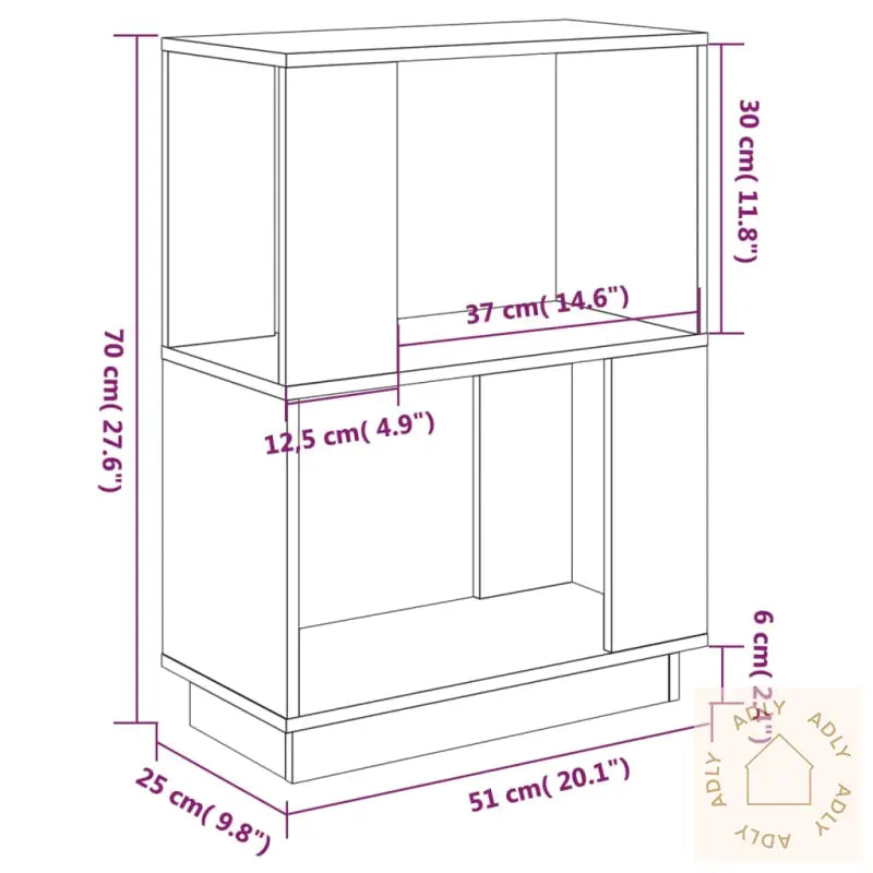 Bokhylle/Romdeler Svart 51X25X70 Cm Heltre Furu