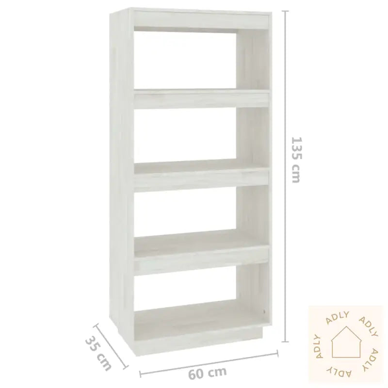 Bokhylle/Romdeler Hvit 60X35X135 Cm Heltre Furu