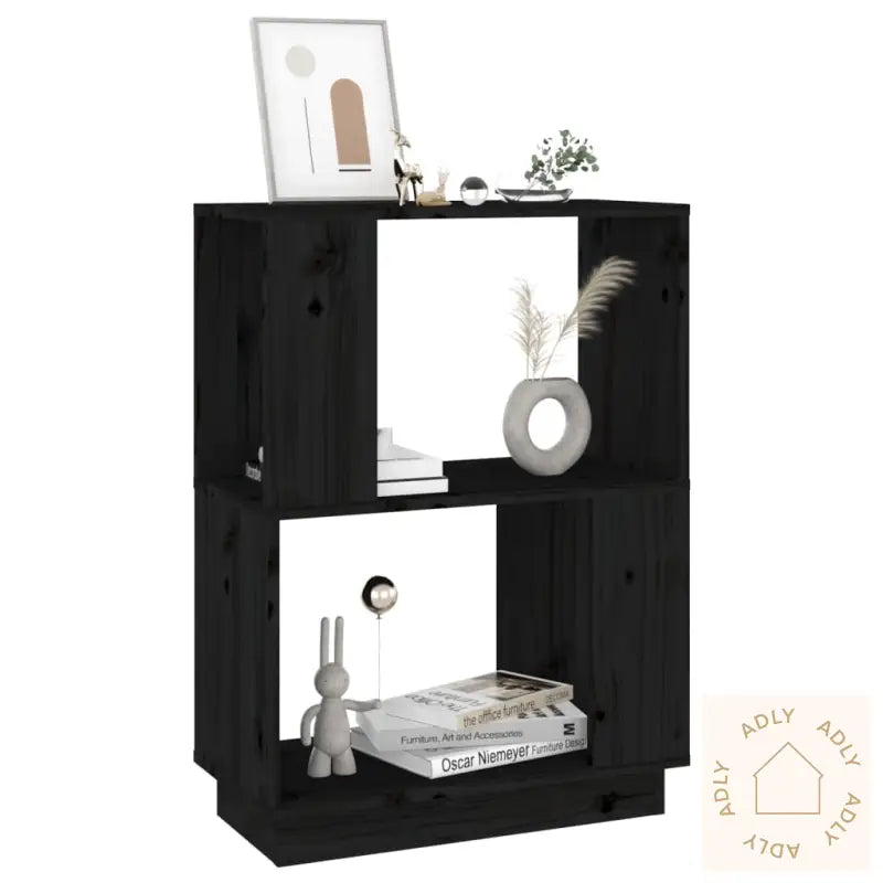 Bokhylle/Romdeler Svart 51X25X70 Cm Heltre Furu