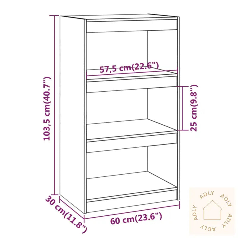 Bokhylle/Romdeler Honningbrun 60X30X103,5 Cm Heltre Furu