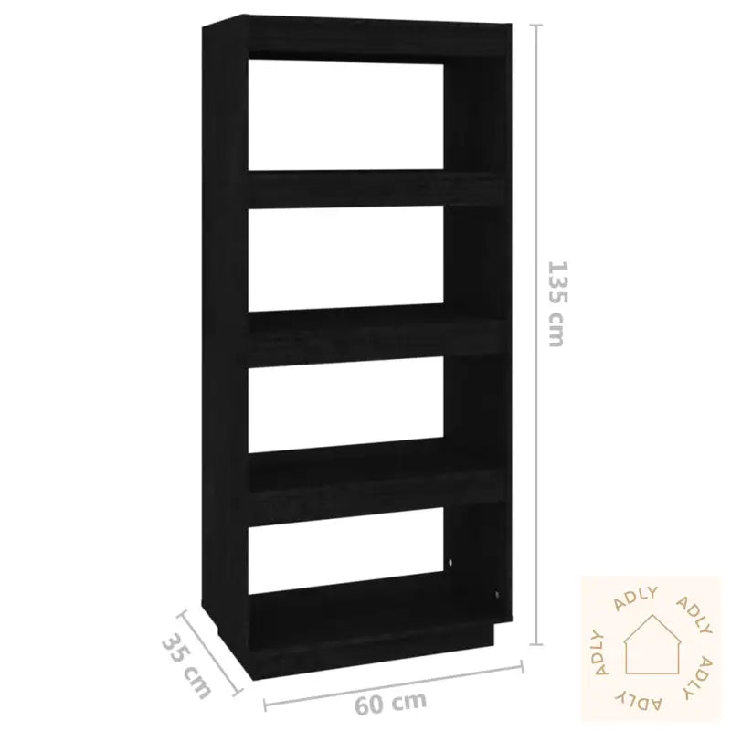 Bokhylle/Romdeler Svart 60X35X135 Cm Heltre Furu