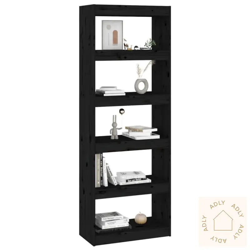 Bokhylle/Romdeler Svart 60X30X167,5 Cm Heltre Furu