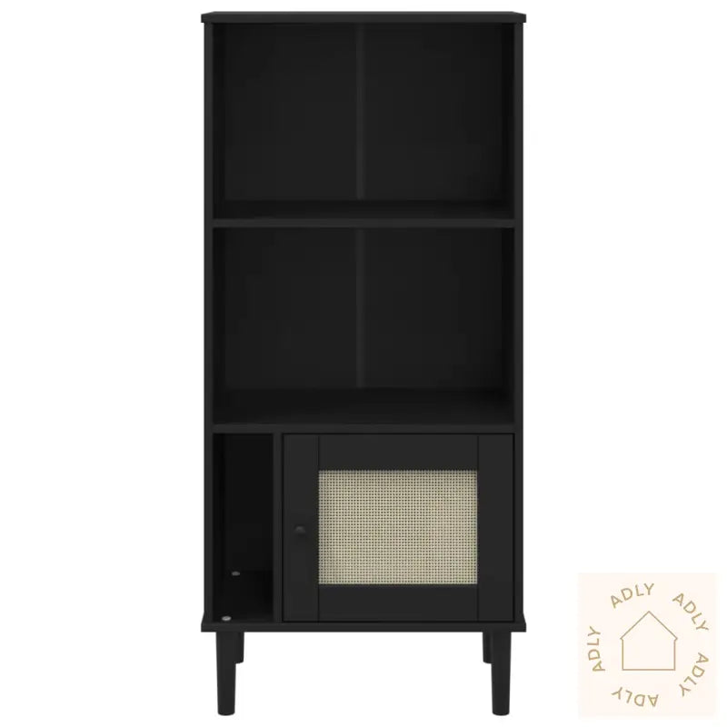 Bokhylle Senja Svart 60X35X130 Cm Heltre Furu