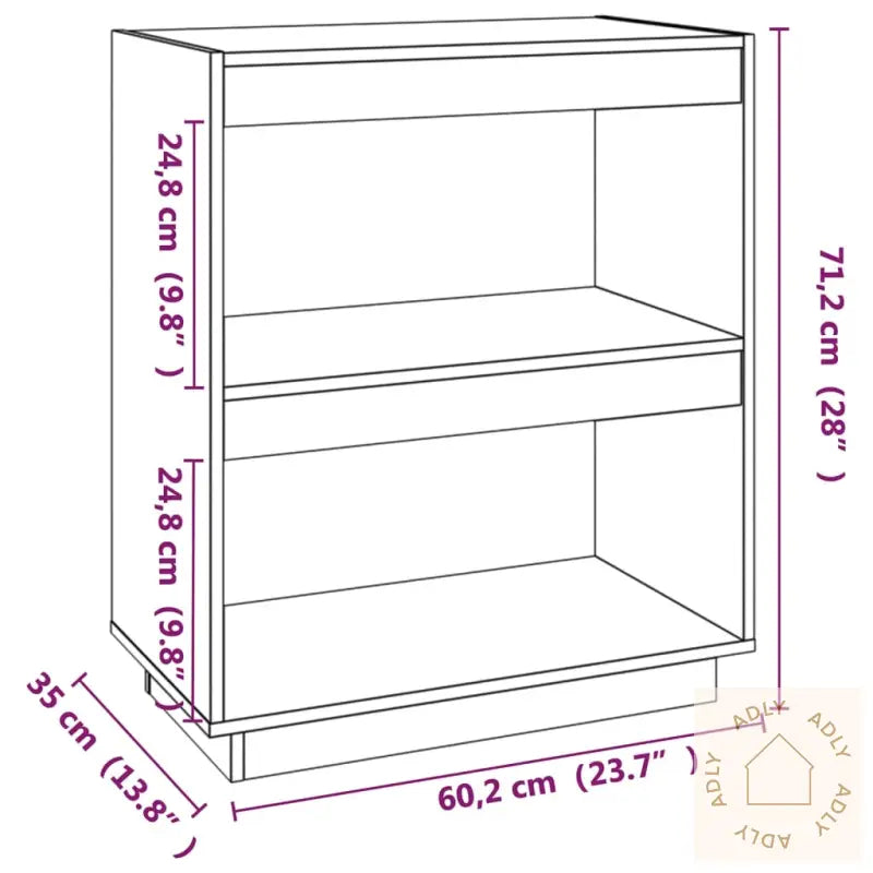 Bokhylle Svart 60X35X71 Cm Heltre Furu