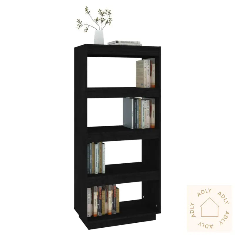 Bokhylle/Romdeler Svart 60X35X135 Cm Heltre Furu