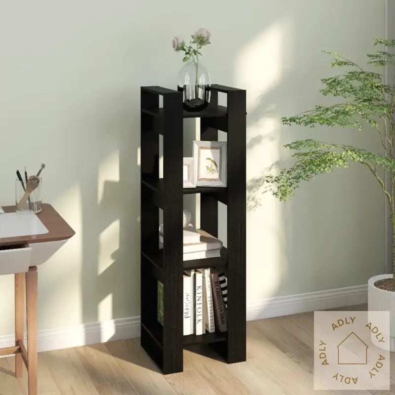 Bokhylle/Romdeler Svart 41X35X125 Cm Heltre Furu