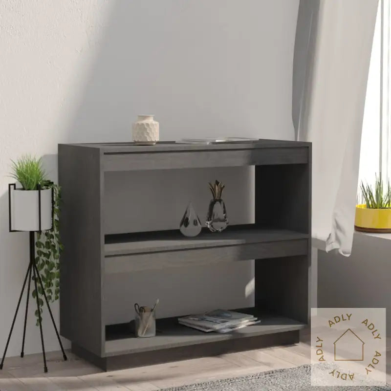 Bokhylle Grå 80X35X71 Cm Heltre Furu