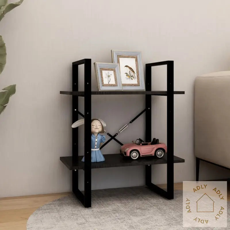 Bokhylle 2 Nivåer Svart 60X30X70 Cm Heltre Furu