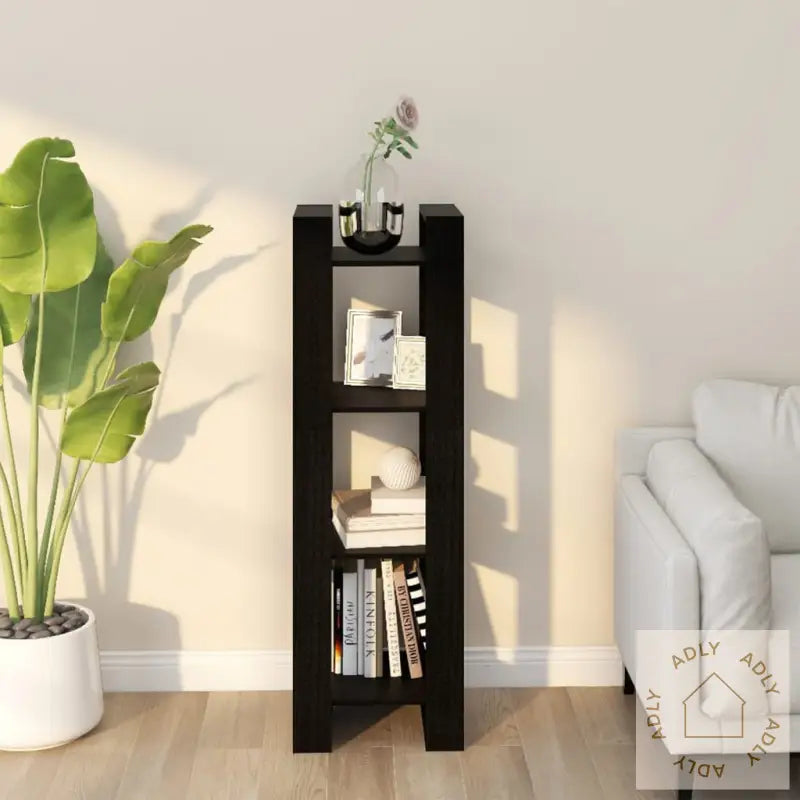 Bokhylle/Romdeler Svart 41X35X125 Cm Heltre Furu