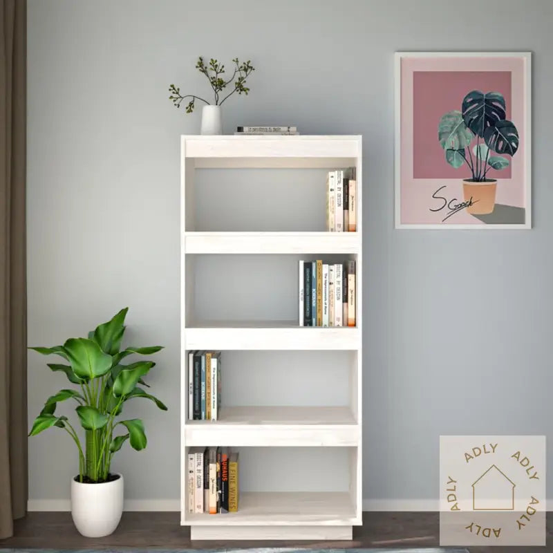 Bokhylle/Romdeler Hvit 60X35X135 Cm Heltre Furu