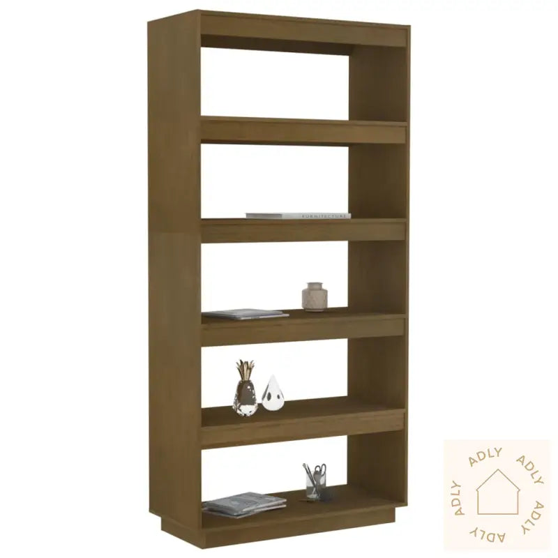 Bokhylle/Romdeler Honningbrun 80X35X167 Cm Heltre Furu
