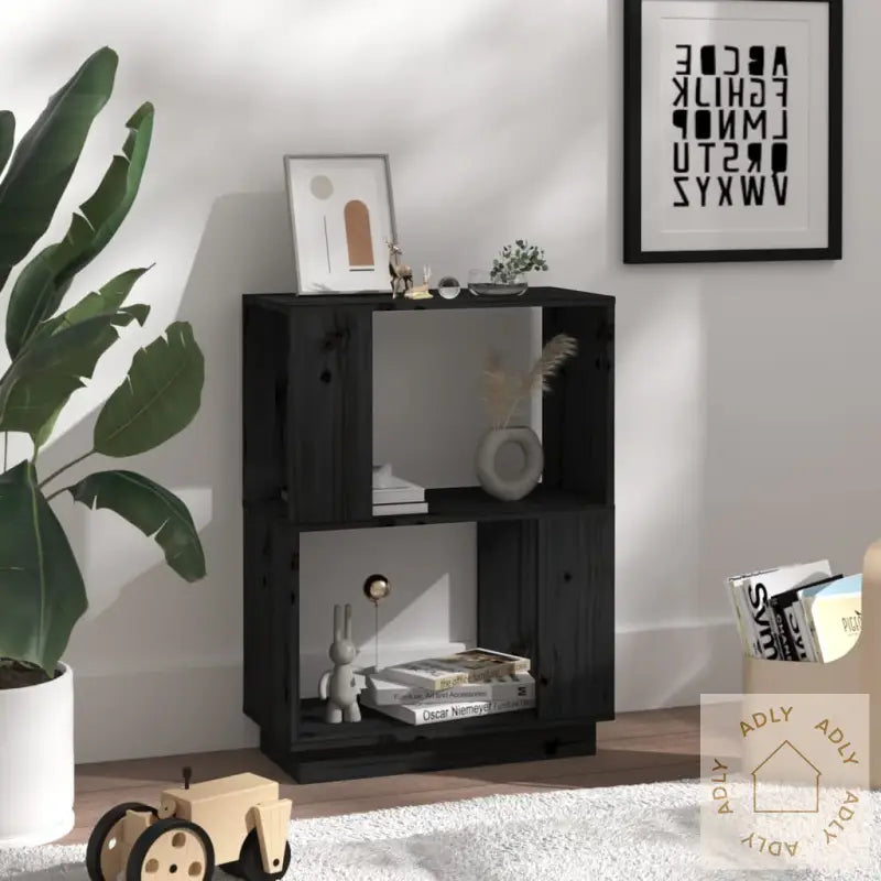 Bokhylle/Romdeler Svart 51X25X70 Cm Heltre Furu