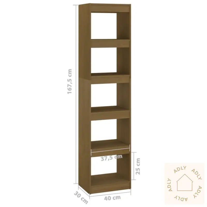 Bokhylle/Romdeler 40X30X167,5 Cm Honningbrun Heltre Furu