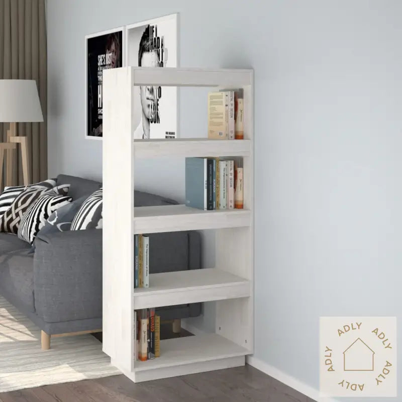 Bokhylle/Romdeler Hvit 60X35X135 Cm Heltre Furu