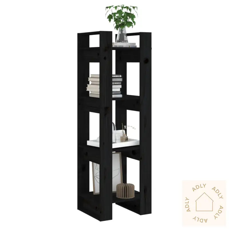 Bokhylle/Romdeler Svart 41X35X125 Cm Heltre Furu