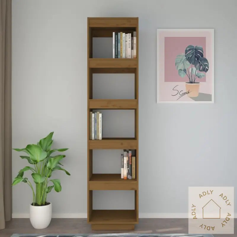 Bokhylle/Romdeler Honningbrun 40X35X167 Cm Heltre Furu