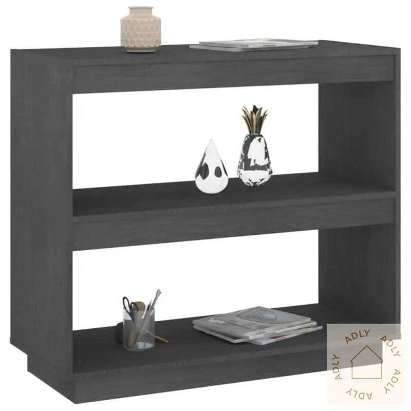Bokhylle Grå 80X35X71 Cm Heltre Furu