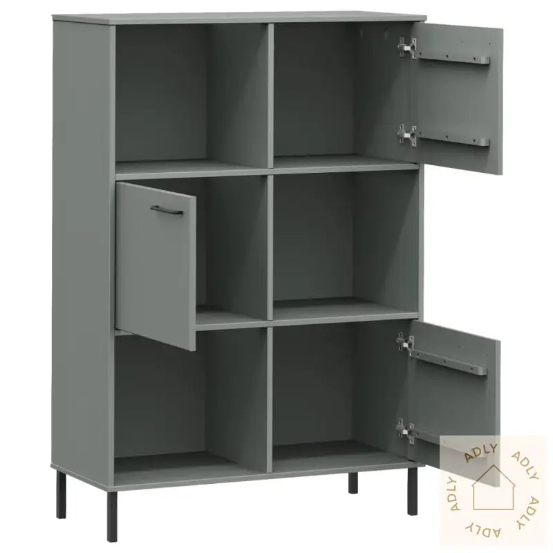 Bokhylle Med Metallben Grå 90X35X128,5 Cm Heltre Oslo