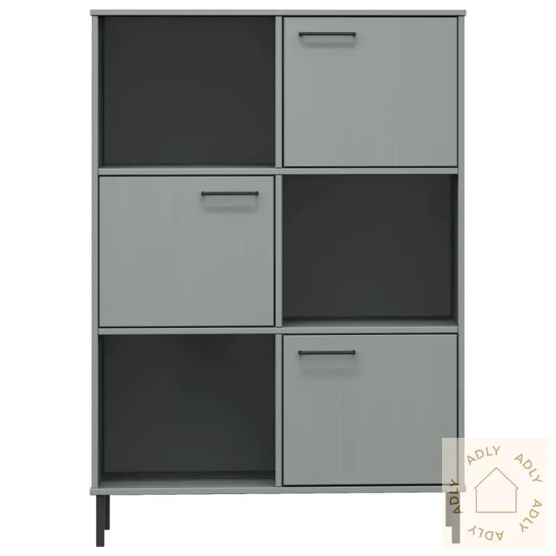 Bokhylle Med Metallben Grå 90X35X128,5 Cm Heltre Oslo