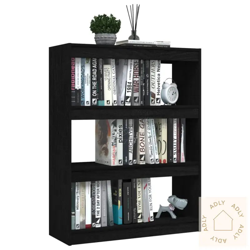 Bokhylle/Romdeler Svart 100X30X103 Cm Heltre Furu