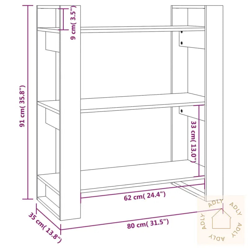 Bokhylle/Romdeler 80X35X91 Cm Heltre Furu