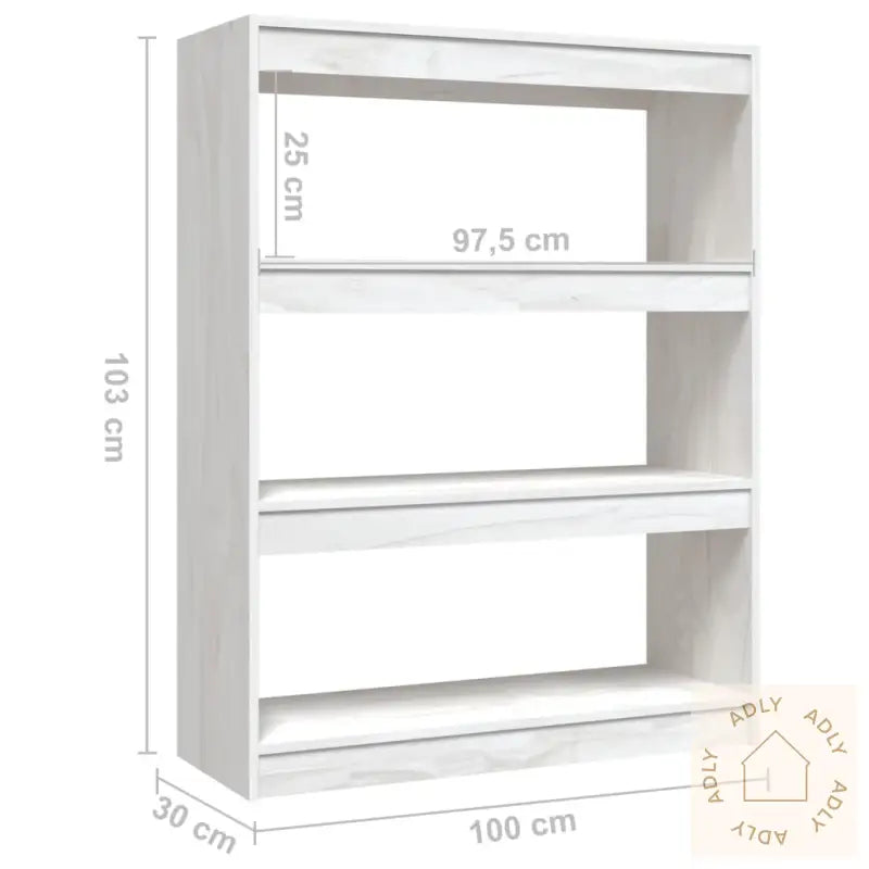 Bokhylle/Romdeler Hvit 100X30X103 Cm Heltre Furu