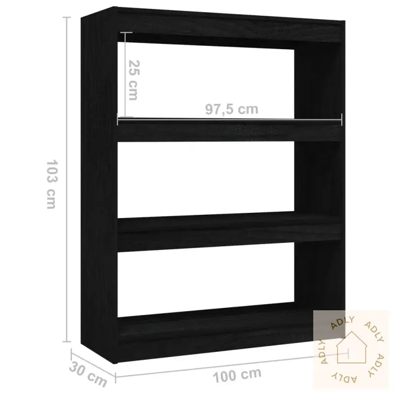 Bokhylle/Romdeler Svart 100X30X103 Cm Heltre Furu