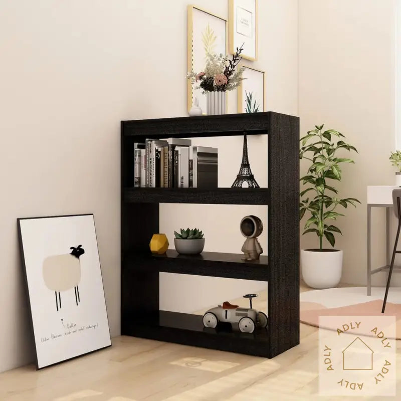 Bokhylle/Romdeler Svart 100X30X103 Cm Heltre Furu