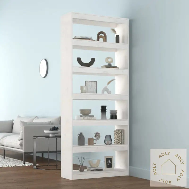 Bokhylle/Romdeler Hvit 80X30X199,5 Cm Heltre Furu