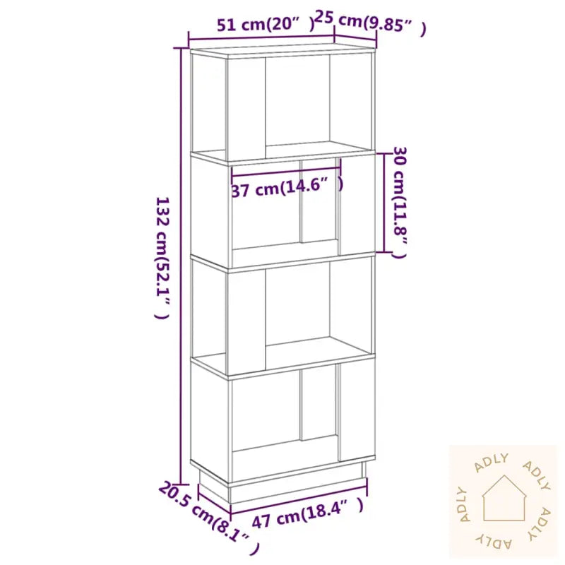 Bokhylle/Romdeler 51X25X132 Cm Heltre Furu