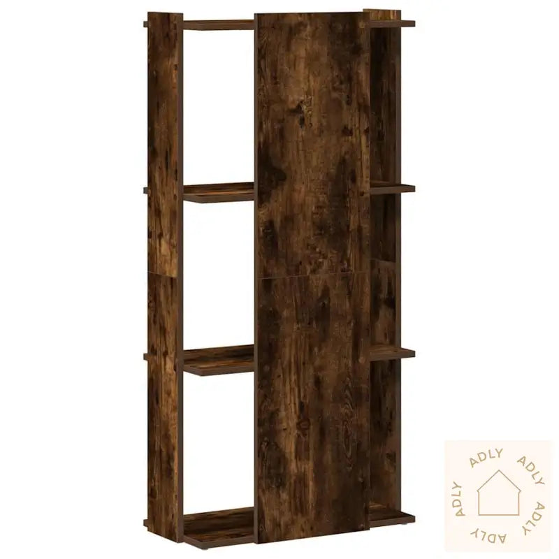 Bokhylle 3 Etasjer Røkt Eik 60X30X120 Cm Konstruert Tre