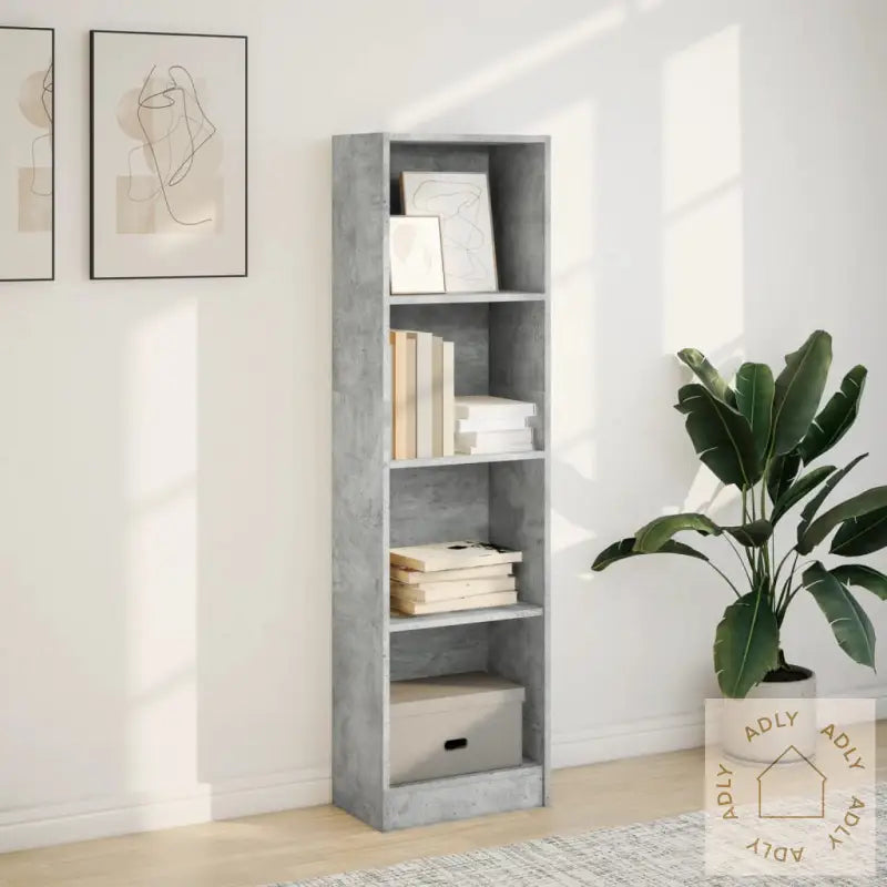 Bokhylle Betonggrå 40X24X143 Cm Konstruert Tre