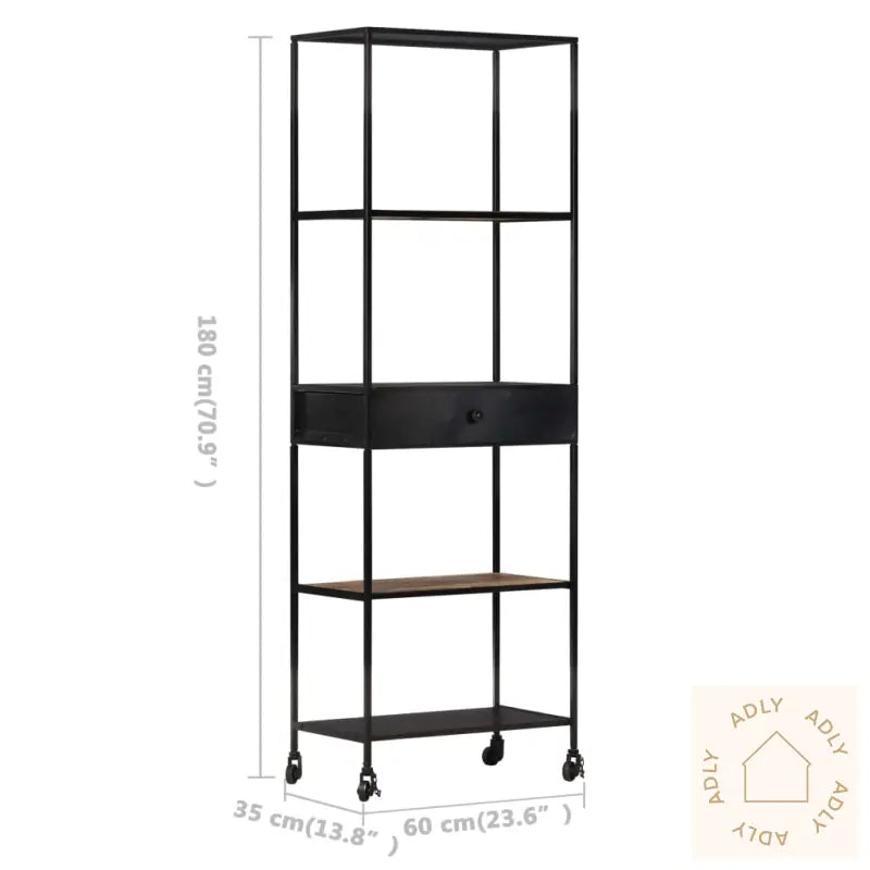 Bokhylle 60X35X180 Cm Grovt Mangotre Og Jern