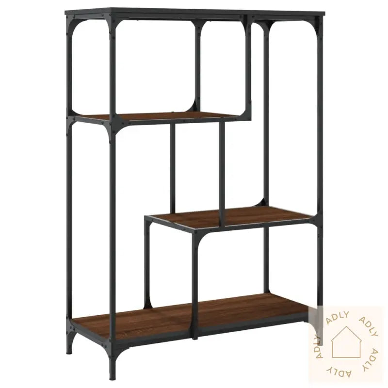 Bokhylle Brun Eik 81X36X115 Cm Konstruert Tre Og Jern