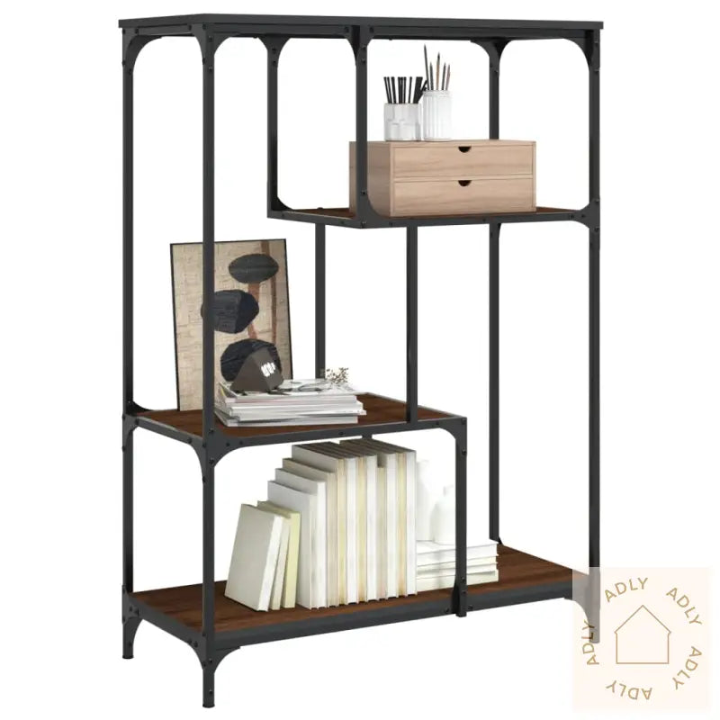 Bokhylle Brun Eik 81X36X115 Cm Konstruert Tre Og Jern