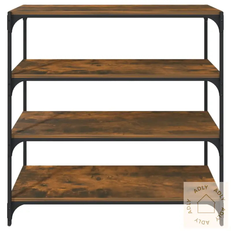 Bokhylle Røkt Eik 100X33X100 Cm Konstruert Tre Og Stål