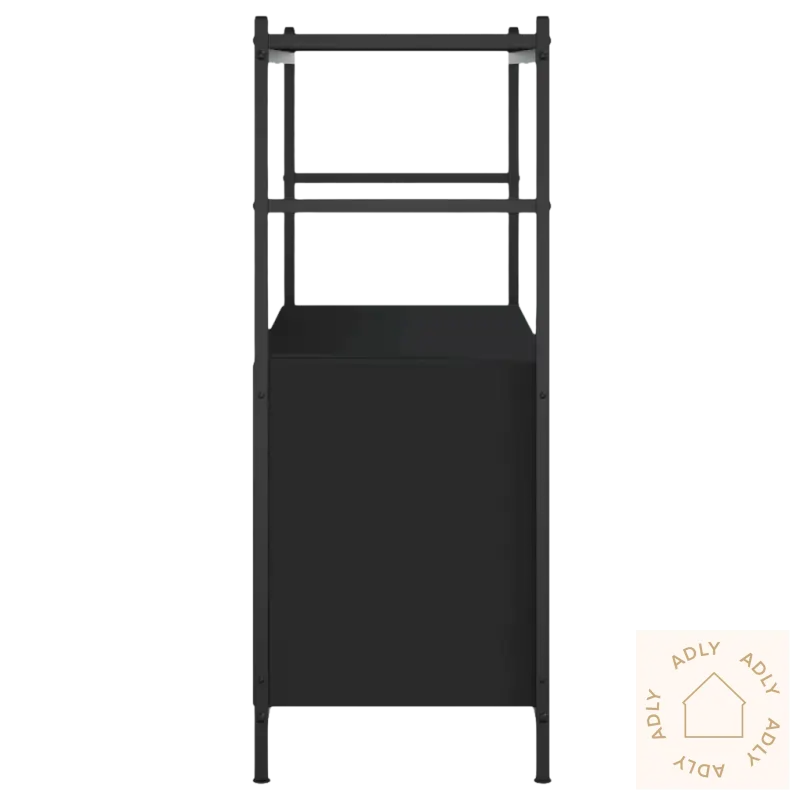 Sort metallhylleskap i industriell stil med justerbare føtter til dine møbler