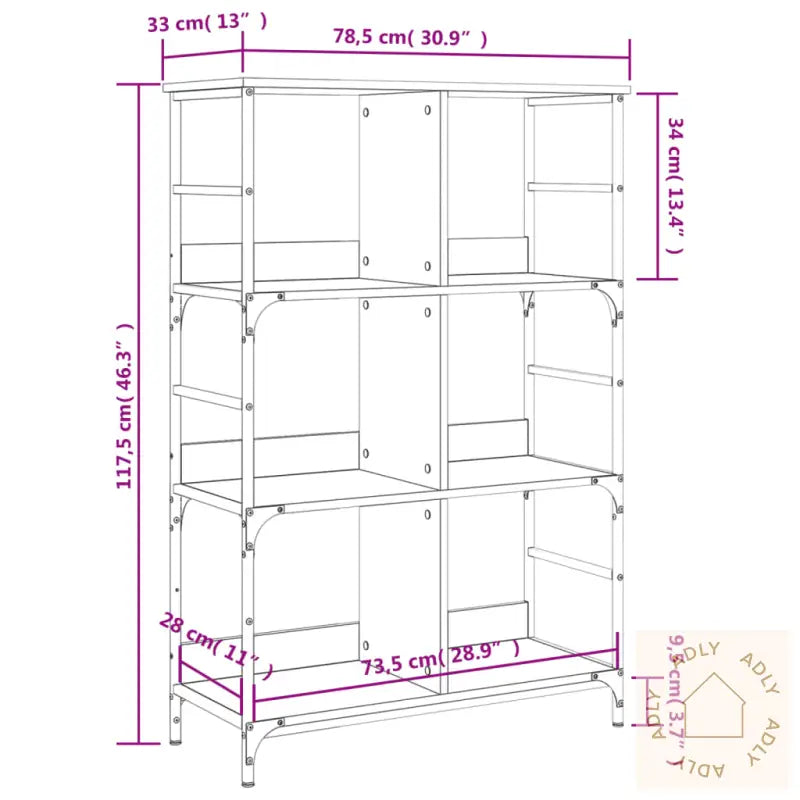 Bokhylle Svart 78,5X33X117,5 Cm Konstruert Tre